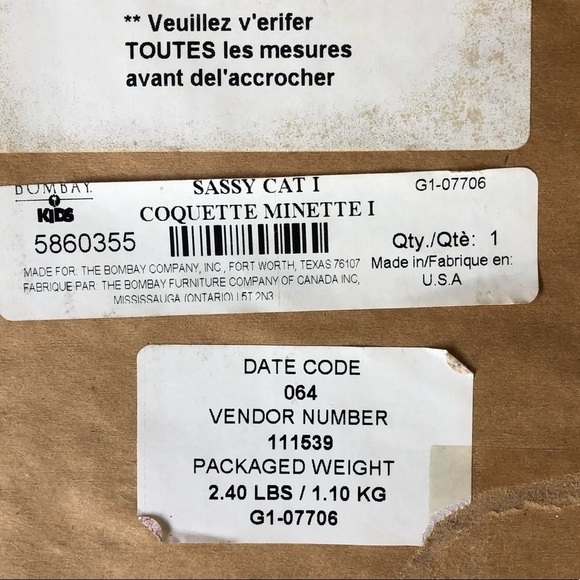 Bombay Company Kids Framed Sassy Cat I Milkpaint Wall Art Pretty Kitty - Picture 5 of 5